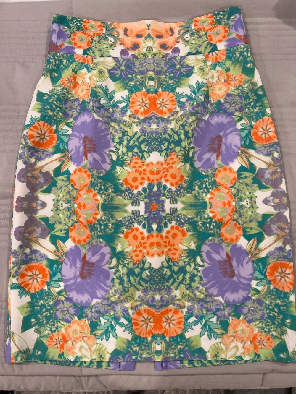 ANTONIO MELANI Floral Pencil Skirt in Purple, Orange & Green